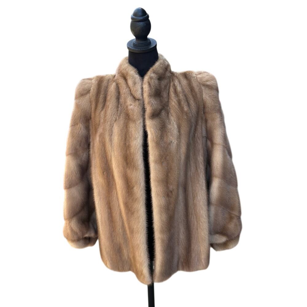 Vintage Mink Fur Jacket Sable Brown Hong Kong Furrier Satin